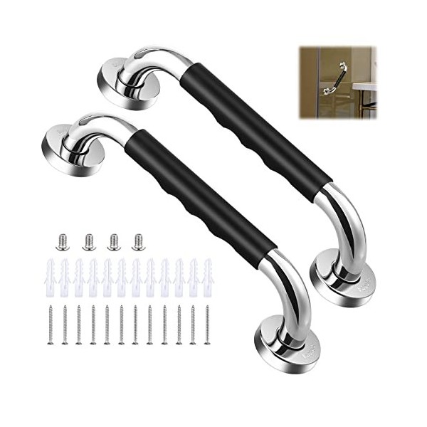 UNIDEAL 2 Pièces Poignée de Baignoire, 33 cm Antidérapante Barre dappui de Salle de Bain, Barre dAppui en Acier Inox Murale