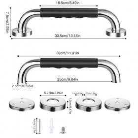 UNIDEAL 2 Pièces Poignée de Baignoire, 33 cm Antidérapante Barre dappui de Salle de Bain, Barre dAppui en Acier Inox Murale