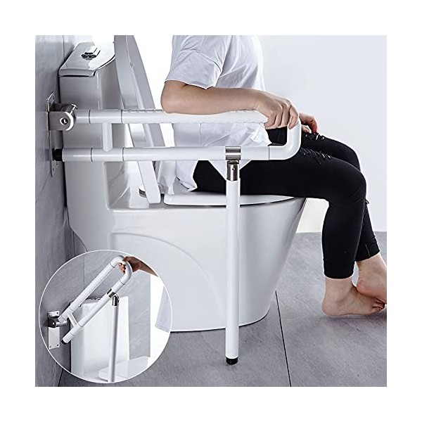 PEALOV Barre Dappui Wc Handicapé,avec Des Jambes,Barre Dappui De Sécurité Pliante Pour Toilettes,Barre Dappui Avec Un Annea