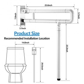 Do-Electr Barre dappui WC Blanc 60 cm Barres dappui de salle de bain Barre d’Appui en Acier INOX de Salle de Bain Barre de 