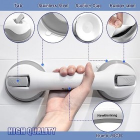 Newthinking Barre dappui à ventouse Poignée de Support de Salle de Bain Poignée de Sécurité Portable Avec Ventouse et Libéra