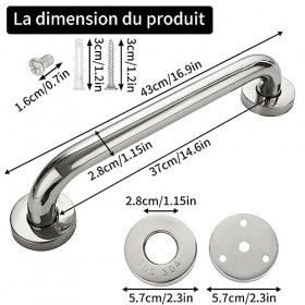 GOYADA Lot de 2 Barre dappui de Douche 40 cm, Barres dappui de Salle de Bain en Acier Inoxydable SUS 304, Poignée Salle de 