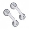 Relaxdays Poignée Ventouse, Lot de 2, Barre d’Appui Douche & Baignoire, 25 kg, pour Personnes âgées, Mur, en Blanc/Gris