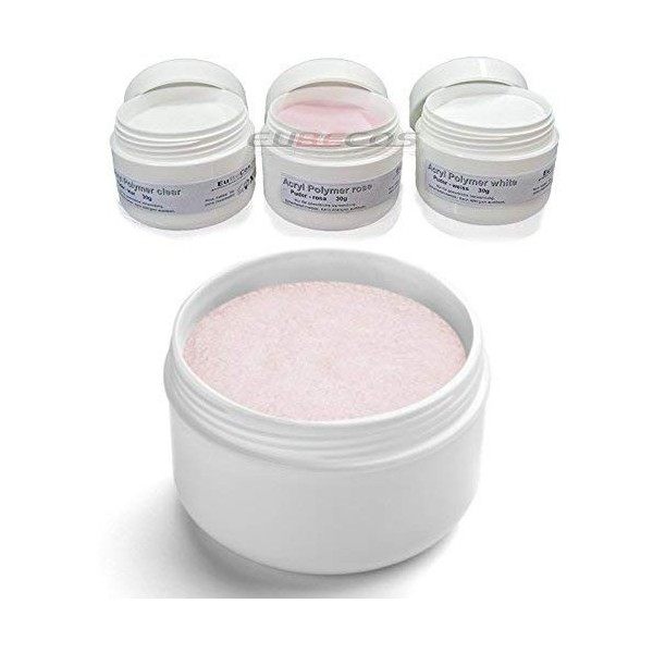 Eubecos Acrylique de Luxe Poudre Monomère 30g Rosier + 30g Blanc + 30g Clair - Total 90g Poudre Acrylique Fabriqué en Allemag