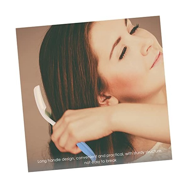 FRCOLOR Peigne à poignée incurvée Masseurs Équipement adaptatif Peigne en plastique Peigne pour handicapés à long manche Peig
