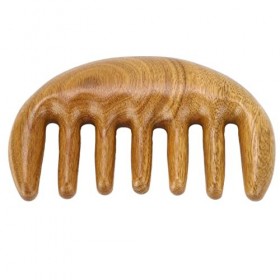 Jauarta Meridians Peigne portable à grandes dents épaisses en bois de santal vert