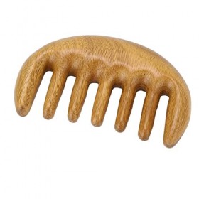 Jauarta Meridians Peigne portable à grandes dents épaisses en bois de santal vert