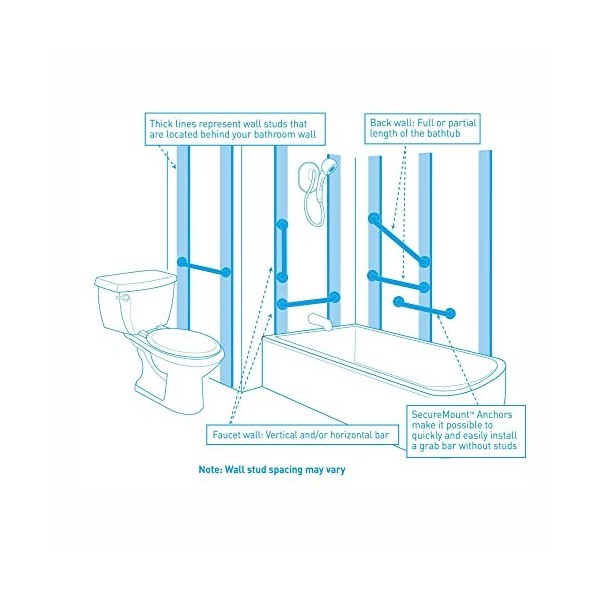 Moen LR8724P Home Care Peened 24-Inch Grab Bar, Peened