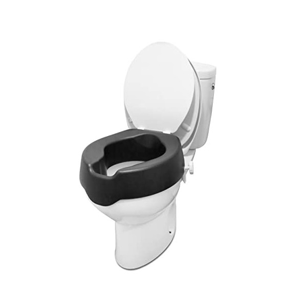 KMINA - Rehausseur WC Adulte 10 cm Hateur, Soft , Siège de Toilette Surelévé avec Couvercle, Rehausseur Toilette Adulte Post