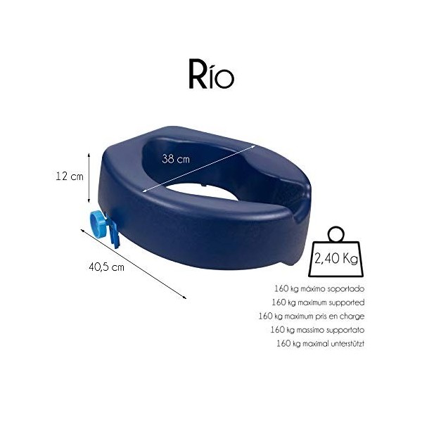 Mobiclinic, Rehausseur WC Adulte, Mod. Río, Marque européenne, Rehausseur Toilettes pour Adultes, Souple, Hauteur 11 cm, Syst