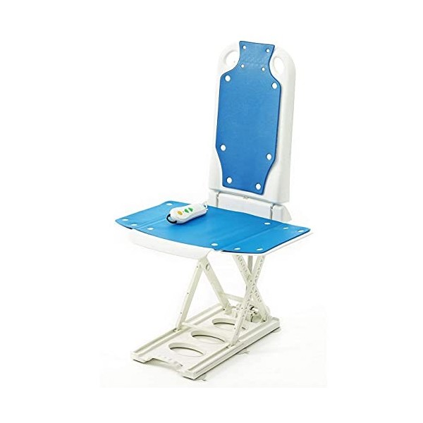 Helsevesen Chaise de bain avec dossier inclinable pour personnes âgées - Ventouses antidérapantes - Fonctionne avec piles - T