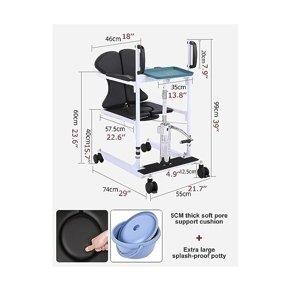 TISTIK Ascenseur Patient hydraulique pour la Maison avec siège divisé à 180° 5 en 1 Transfert Fauteuil Roulant élévateur Comm