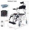 Chaise De Douche avec Accoudoirs Et SièGe SuppléMentaire, Fauteuil Roulant De Douche Inclinable à 45° avec Appuie-TêTe Et Bas