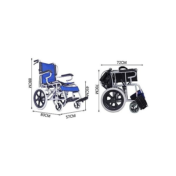 LSHTAR Fauteuil Roulant Pliant Léger Fauteuil Roulant de Transport en Aluminium Portable Chaise de Réadaptation Médicale Disp