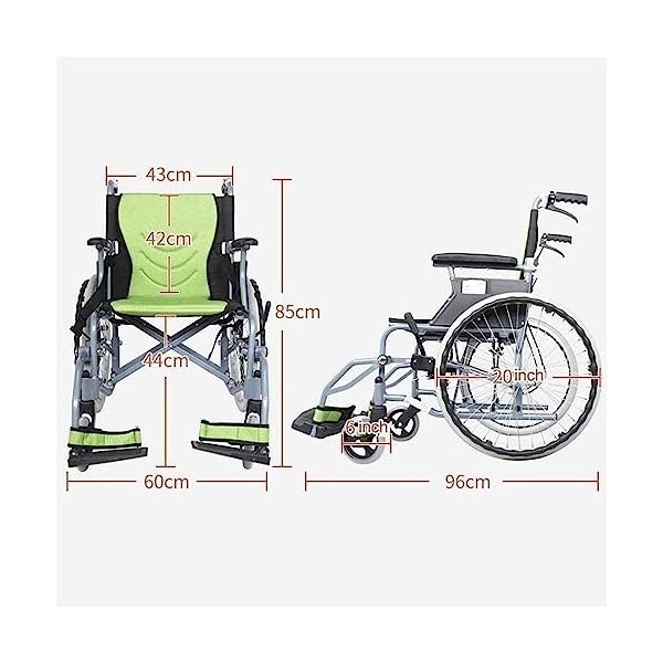 LSHTAR Fauteuil Roulant de Transport Portable pour Personnes âgées, Fauteuil Roulant Manuel léger, Fauteuil de Voyage Confort