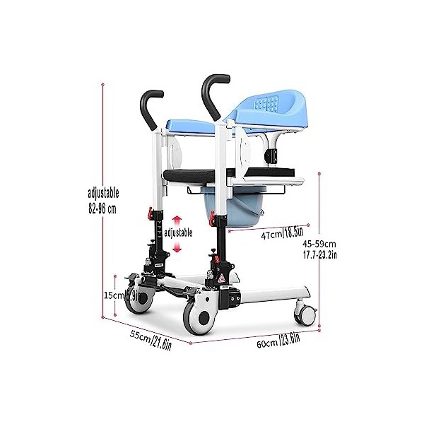 LSHTAR Ascenseur de Patient en Fauteuil Roulant de Transfert pour la Maison, Commode de Chevet en Fauteuil Roulant de Salle d