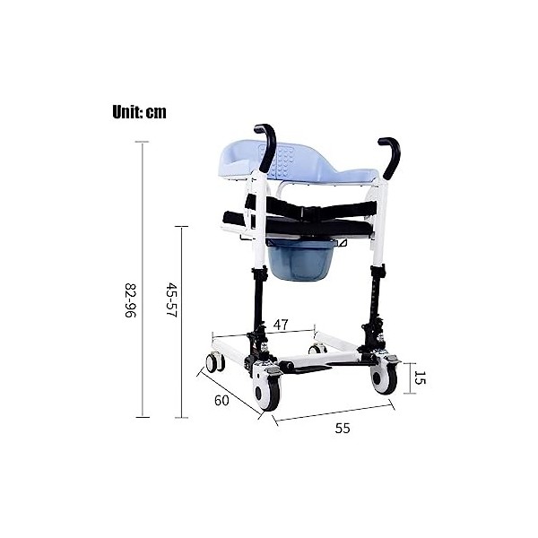 LSHTAR Fauteuil Roulant avec Chaise de Bain réglable avec Chaise de Transfert de Toilette avec siège divisé à 180° pour Les S