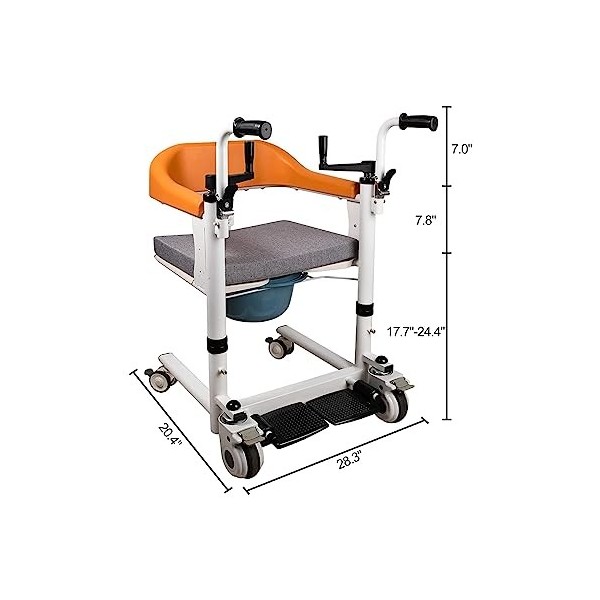 LSHTAR Fauteuil Roulant élévateur Patient avec siège divisé à 180 °, Commode de Chevet Domestique multifonctionnelle pour Per