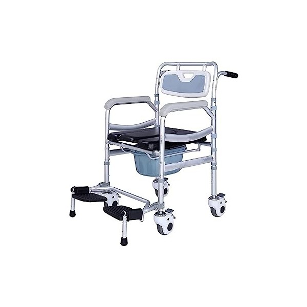 LSHTAR Fauteuil Roulant de Transport de Commode de Chevet, Chaise de Transfert dascenseur Patient avec Le Dossier de Repose-