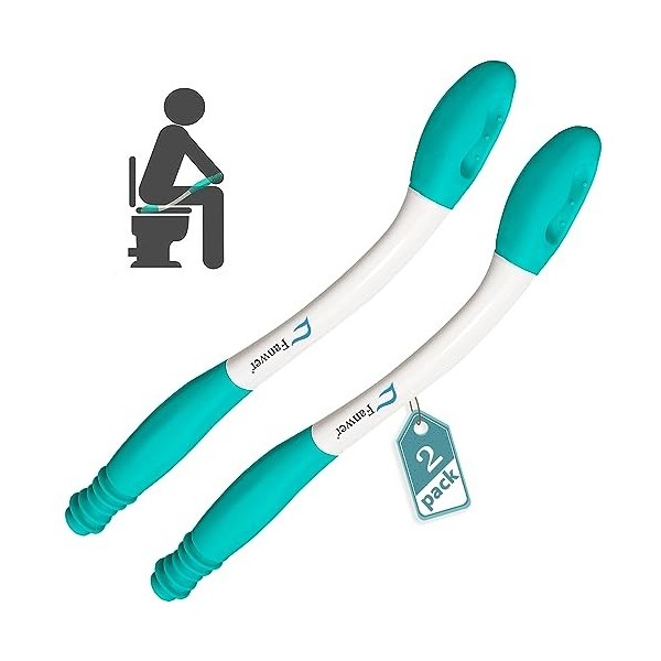 2 Pieces Essuie Fesse Aide aux Toilettes Pinces pour Papier Toilette - Easy Wipe Aide - Poignée Longue portée Facile à Utilis