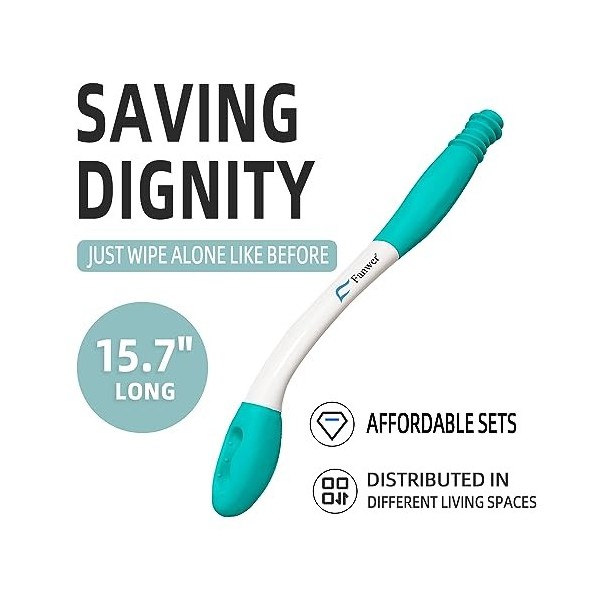 2 Pieces Essuie Fesse Aide aux Toilettes Pinces pour Papier Toilette - Easy Wipe Aide - Poignée Longue portée Facile à Utilis