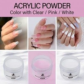 MAGIC ARMOR 3pcs acrylique poudre 20g poudre blanc clair Acrylique Poudre pour acrylique liquide acrylique ongles sculpture