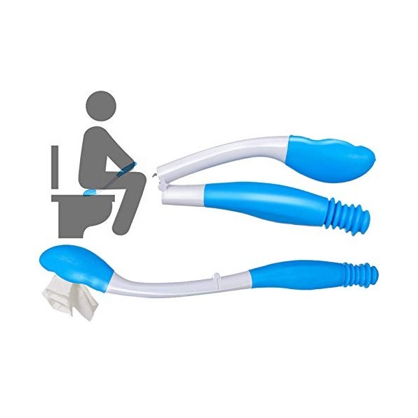Outils Daide à La Toilette Essuie-Glace Inférieur Poignée en Tissu Poignée Longue Portée Pliable Lingette de Confort pour Pe