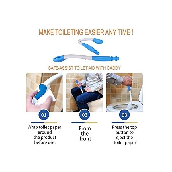 Outils Daide à la Toilette, Lingette de Confort Longue Portée, Essuie-glace de Fond Auto-essuyant, Longueur de Dépliage de 4