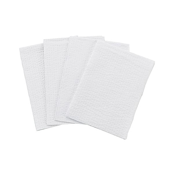TIDI Bavoir dentaire 2 plis en tissu/poly blanc