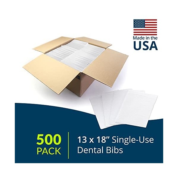 TIDI Bavoir dentaire 2 plis en tissu/poly blanc