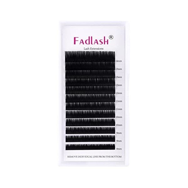 Extension de Cils Individuelle Classique 0.20mm D Curl 8-14mm Longueur Mixte 1:1 Noir Naturel Professionnel Classic Extension