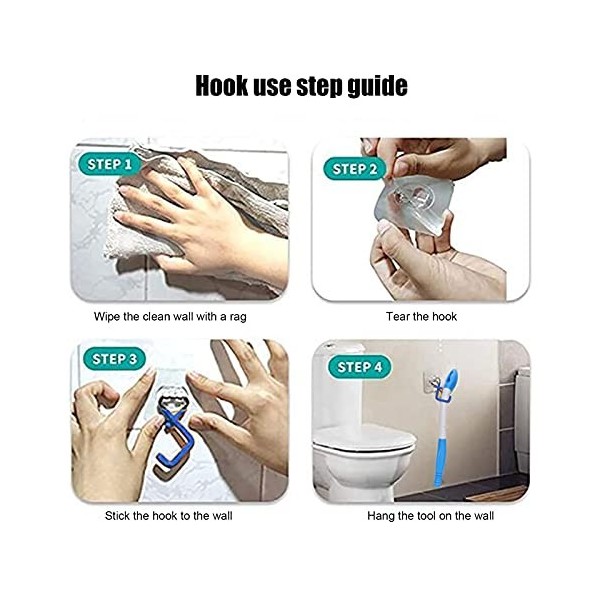 Outils dessuyage des toilettes, pliable longue portée confort auto-assistance salle de bain bas copain essuyant les toilette