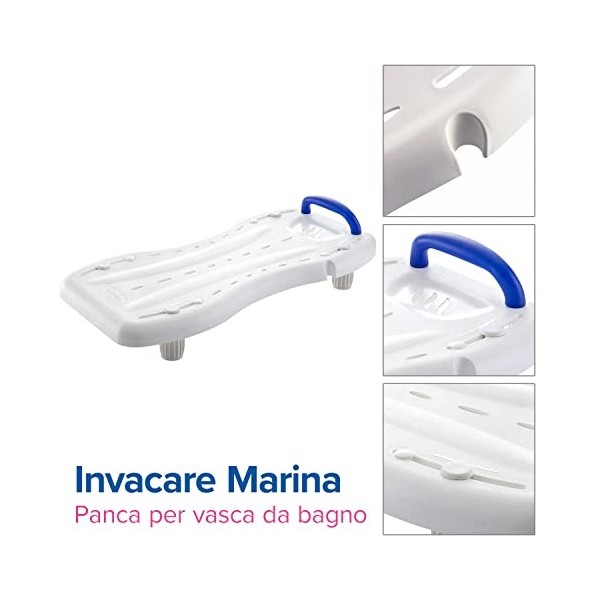 Invacare, Planche de bain, Mod. Marina, Ergonomique avec Poignée, Planche pour baignoire, 69cm