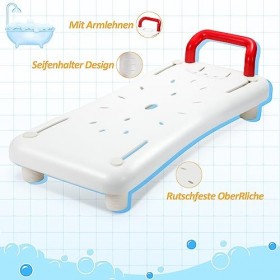 Vigevee Siège de bain pour personnes âgées, planche de bain réglable, avec poignée et porte-savon, planche de siège pour baig