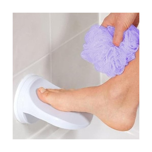 Repose Pieds pour La Douche avec Ventouse | Repose Pieds Antidérapant Poignée Sécurisée en Plastique Bain Douche Rasage Jambe