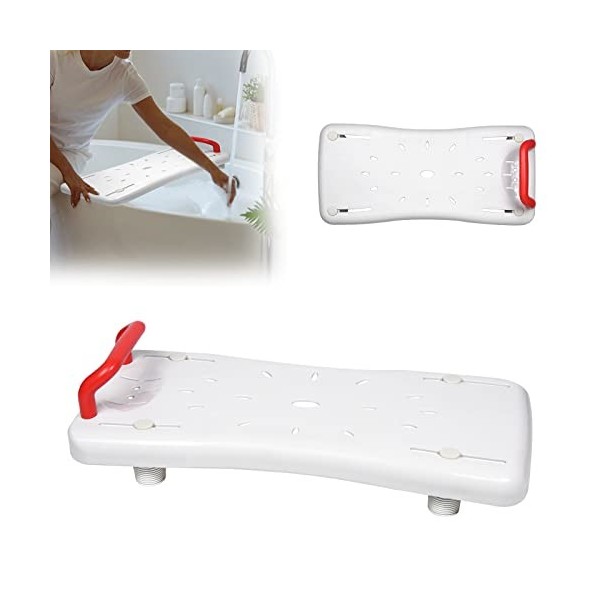 Yznahre Planche de bain pour sasseoir, siège de baignoire blanc avec poignée rouge pour personnes âgées jusquà 150 kg, anti