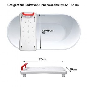 Yznahre Planche de bain pour sasseoir, siège de baignoire blanc avec poignée rouge pour personnes âgées jusquà 150 kg, anti