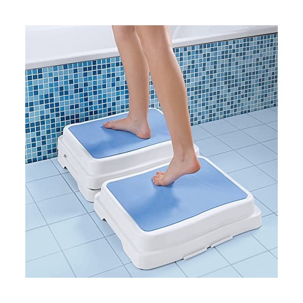 Rehaforum Marchepied médical pour baignoire Blanc/bleu