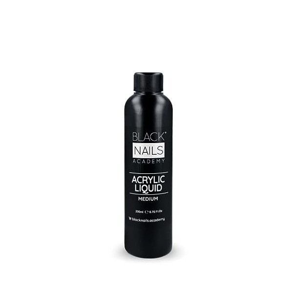 LIQUIDE ACRYLIQUE MEDIUM 200ML - LIQUIDE DE SÉCHAGE MOYEN - POUR POUDRE ACRYLIQUE POUR LES ONGLES - BLACK NAILS