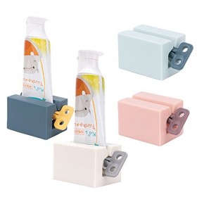 Lot de 4 presses à dentifrice, tube à rouler avec poignées givrées, support pour dentifrice, organisateur de salle de bain, p