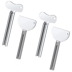 LULJY 4pcs Presse Tubes Dentifrices en Acier Inoxydable, Forme de clé T pour Tubes Crème Salon de Coiffure Dentifrice Enroule
