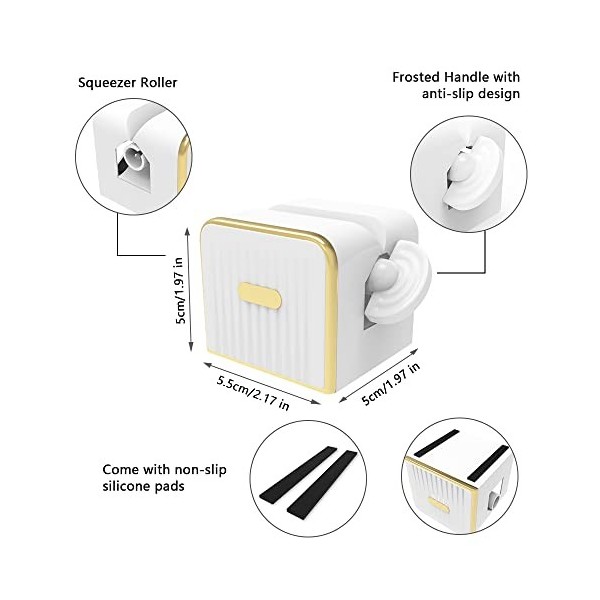 Yoassi 2 Pièces Distributeur de Dentifrice, Presse-Tube Multifonction pour Dentifrice, Nettoyant Visage, Crèmes,Peinture, etc