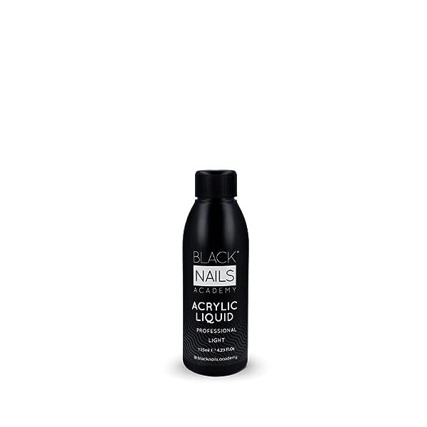 LIQUIDE ACRYLIQUE PROFESSIONNEL LIGHT 125ML- LIQUIDE À SÉCHAGE LENT - POUR POUDRE ACRYLIQUE POUR ONGLES - BLACK NAILS