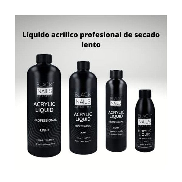 LIQUIDE ACRYLIQUE PROFESSIONNEL LIGHT 125ML- LIQUIDE À SÉCHAGE LENT - POUR POUDRE ACRYLIQUE POUR ONGLES - BLACK NAILS