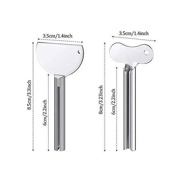 BOBOZHONG Presse Tubes Dentifrices,4 Pièces Presse Dentifrice INOX Manuel Presse Tube Metal,Metal Squeezers Tube avec Trou po