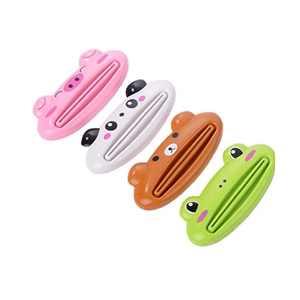 Ruluti 4pcs Cartoon Animaux Dentifrice Squeezer Distributeur Manuel Crème Clip Tube Squeezer Salle De Bains intitulé Aléatoi