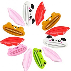 Tube Squeezer,Jicyor 12 Pcs Cartoon Animal Lip Tube Plastic Toothpaste Squeezers Bain Accessoires Tool Peut Etre Utilisé pour