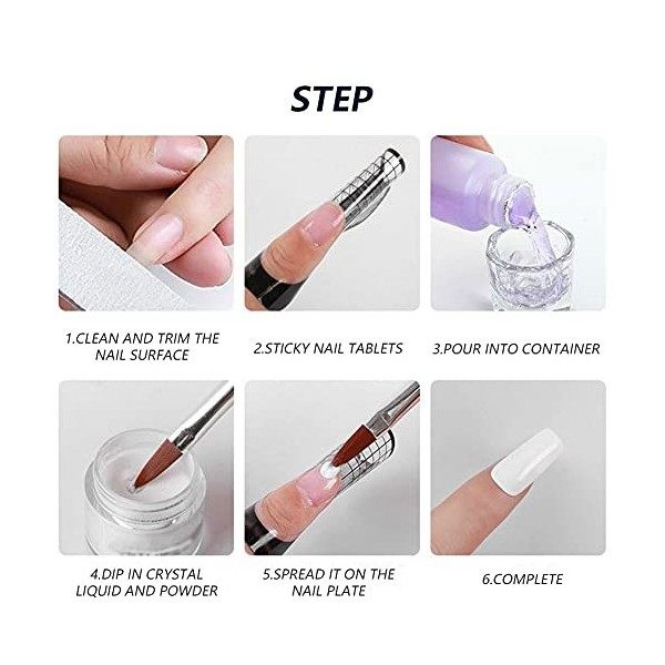 Liquide acrylique pour ongles, fluide de sculpture en poudre de cristal de manucure non jaunissant au monomère, pour ongles e