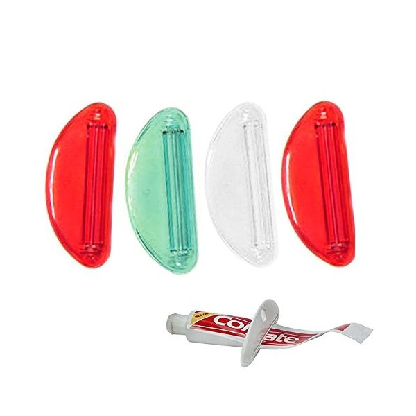 Facibom 4 Pcs en Plastique Tube Presse-Dentifrice Distributeur de Dentifrice Support Roulant Salle de Bain Extrait