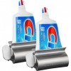 Lot de 2 rouleaux de presse-dentifrice en acier inoxydable pour nettoyer le dentifrice, les crèmes, les déchets – Simple et p